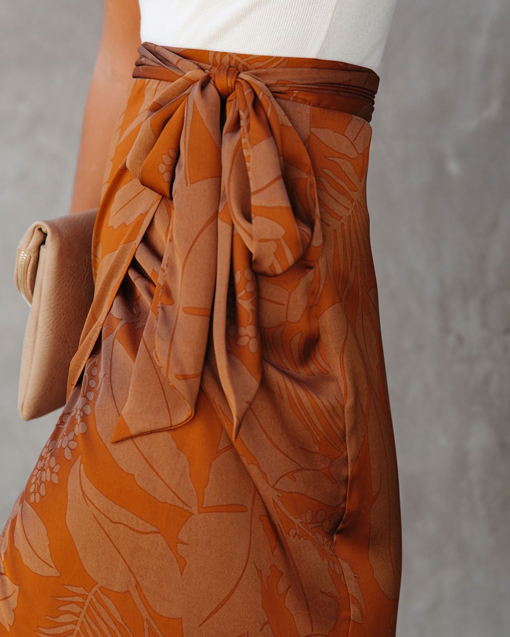 Hutchinson Printed Satin Wrap Midi Skirt - FINAL SALE sold by Vici product image thumbnail 4