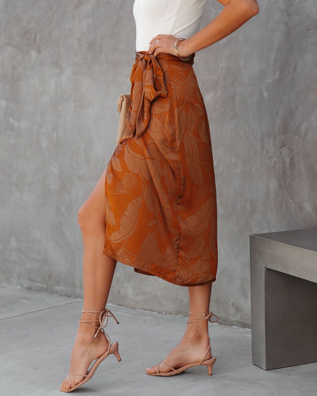 Hutchinson Printed Satin Wrap Midi Skirt - FINAL SALE sold by Vici product image thumbnail 7