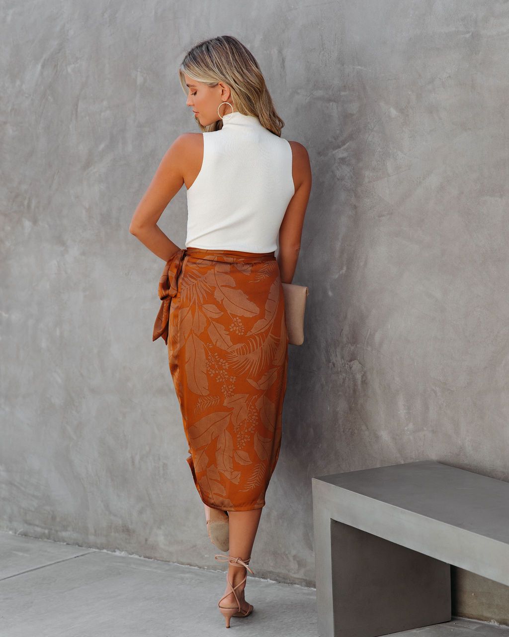 Hutchinson Printed Satin Wrap Midi Skirt - FINAL SALE sold by Vici product image thumbnail 2
