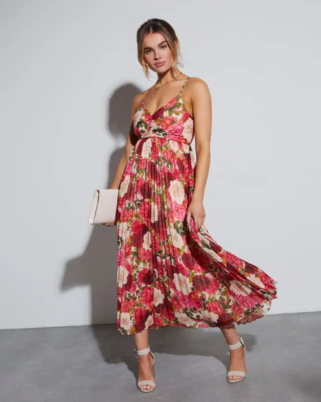 Naomie Floral Pleated Maxi Dress sold by Vici