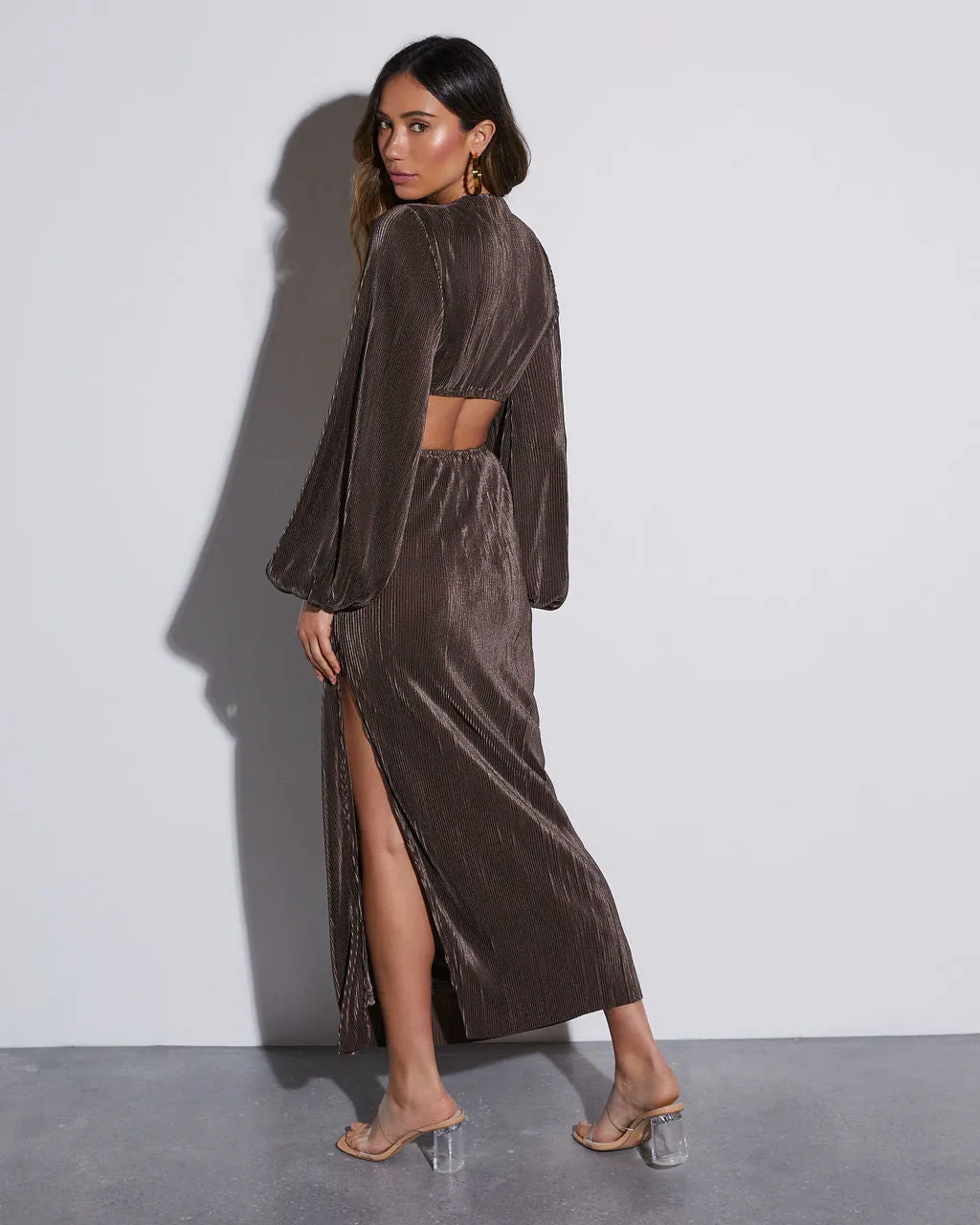 Diane Pleated Cutout Side Slit Maxi Dress sold by Vici product image thumbnail 4