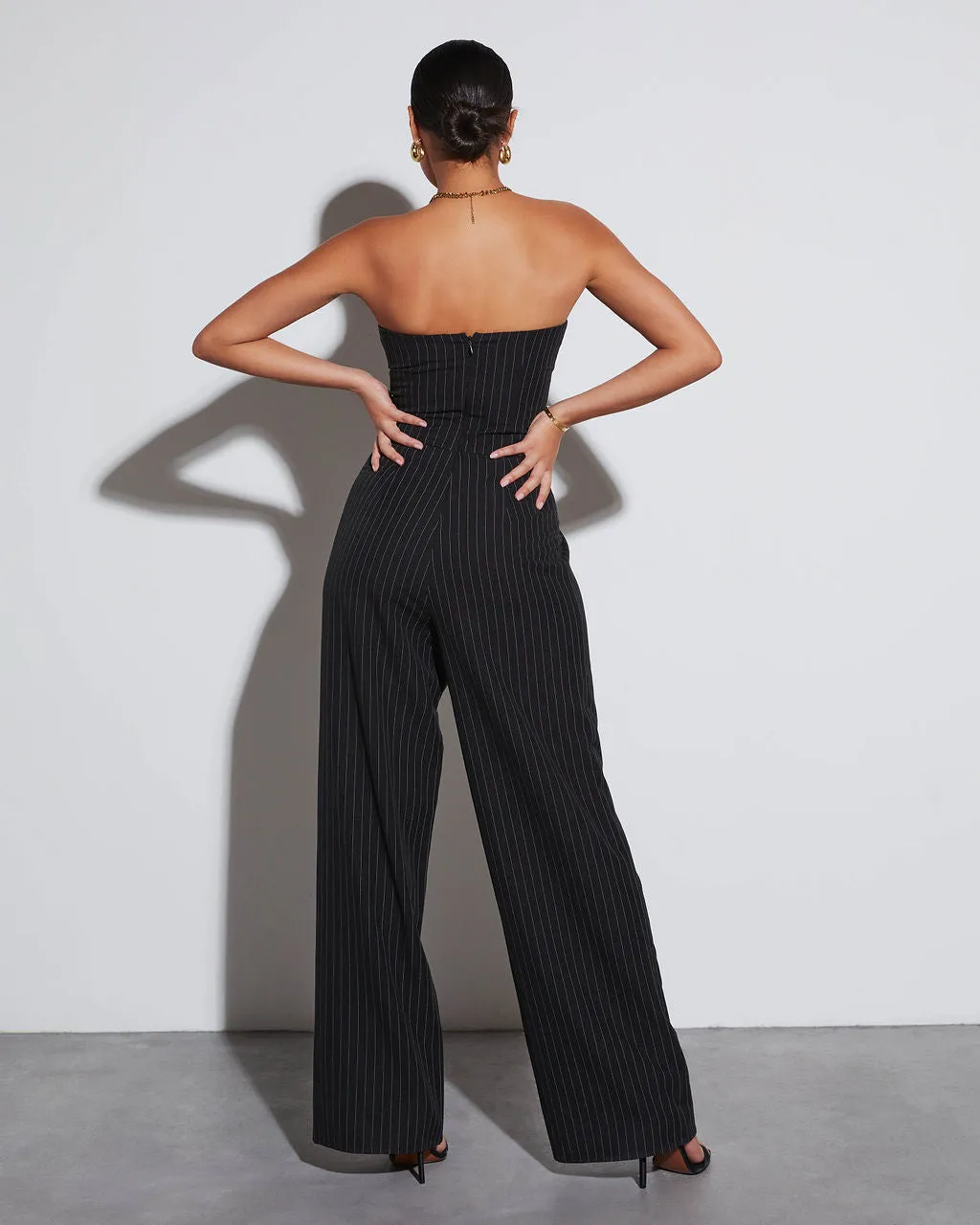 Midnights Strapless Pinstripe Jumpsuit sold by Vici product image thumbnail 3