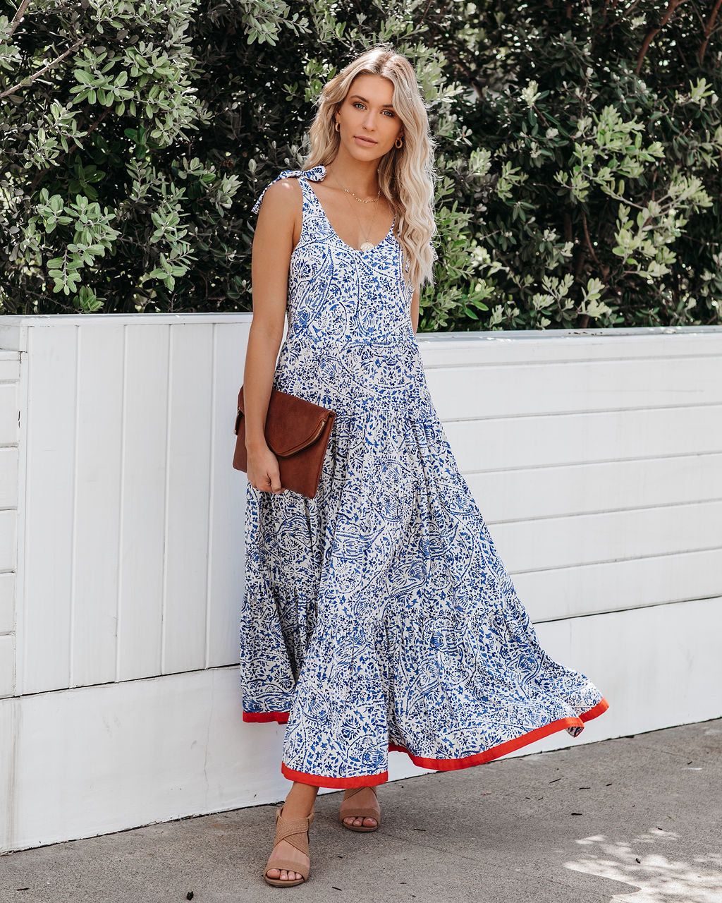 Smooth Sailing Pocketed Tiered Tie Midi Dress - FINAL SALE sold by Vici