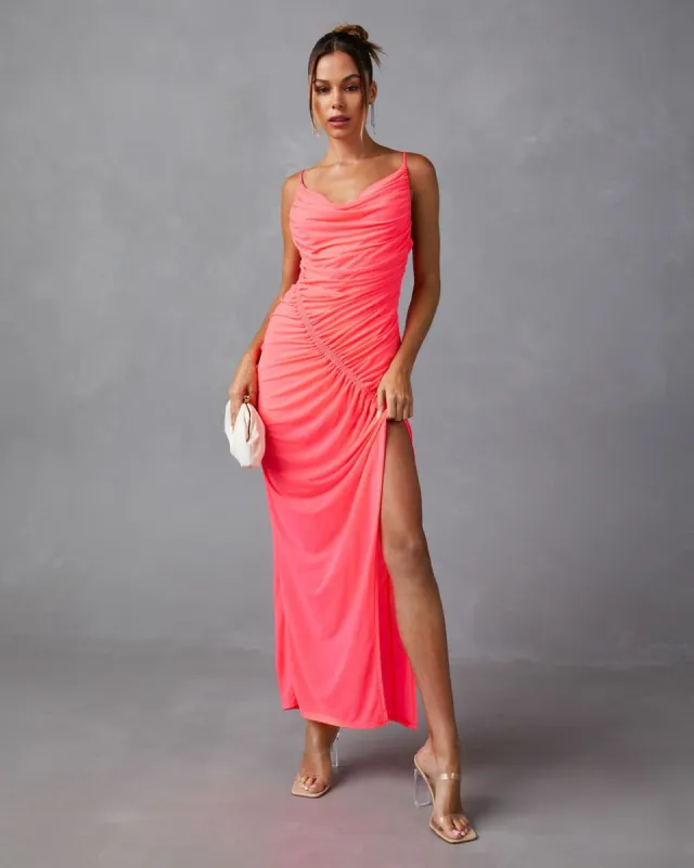 Cayenne Ruched Maxi Dress sold by Vici