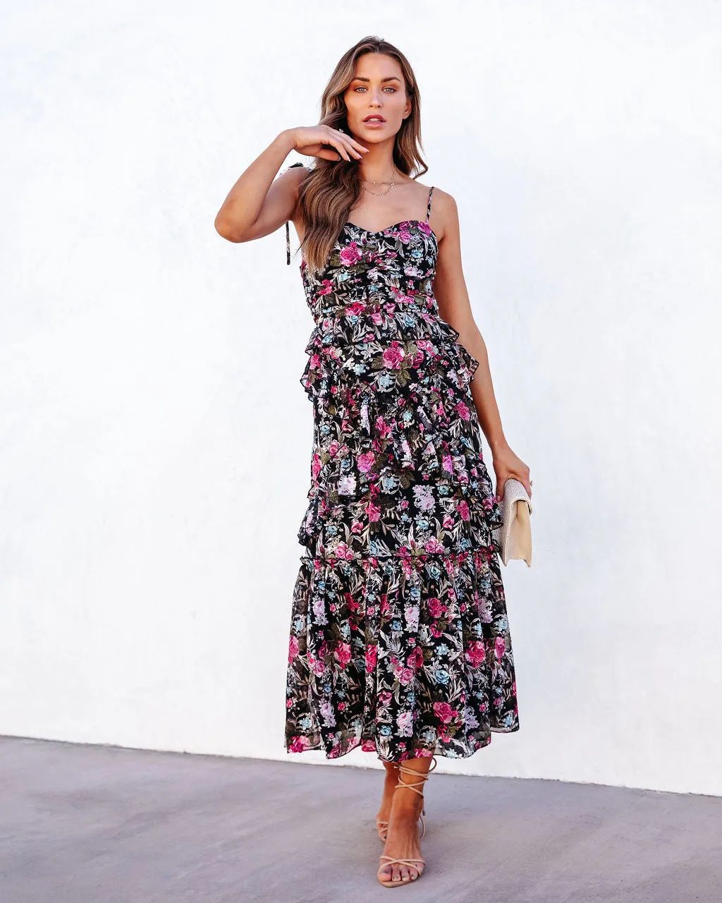 Kaycee Floral Tiered Midi Dress sold by Vici product image thumbnail 3