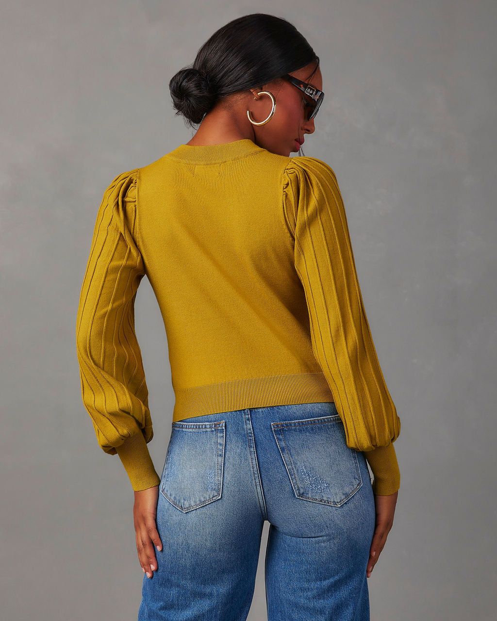 Borrego Puff Sleeve Lightweight Sweater - Chartreuse sold by Vici product image thumbnail 4