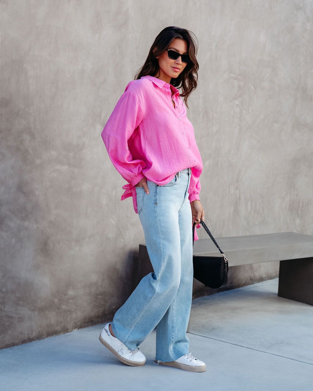 Full Of Surprises Back Tie Button Down Top - Bubble Gum Pink - FINAL SALE sold by Vici product image thumbnail 5
