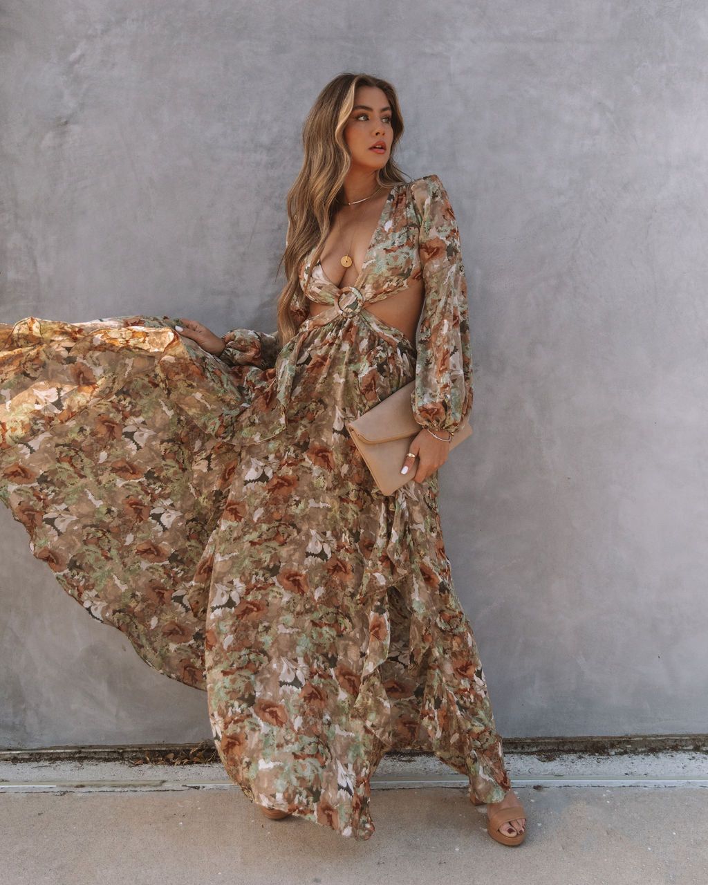 Jelani Floral Cutout Ruffle Maxi Dress - FINAL SALE sold by Vici product image thumbnail 10