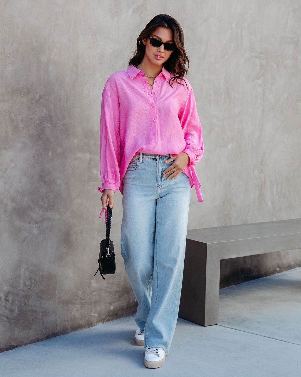 Full Of Surprises Back Tie Button Down Top - Bubble Gum Pink - FINAL SALE sold by Vici product image thumbnail 7