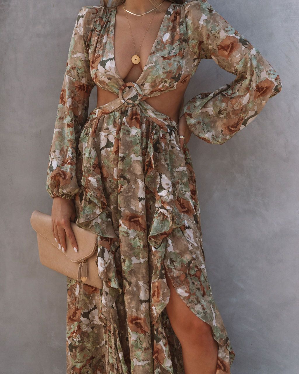 Jelani Floral Cutout Ruffle Maxi Dress - FINAL SALE sold by Vici product image thumbnail 4
