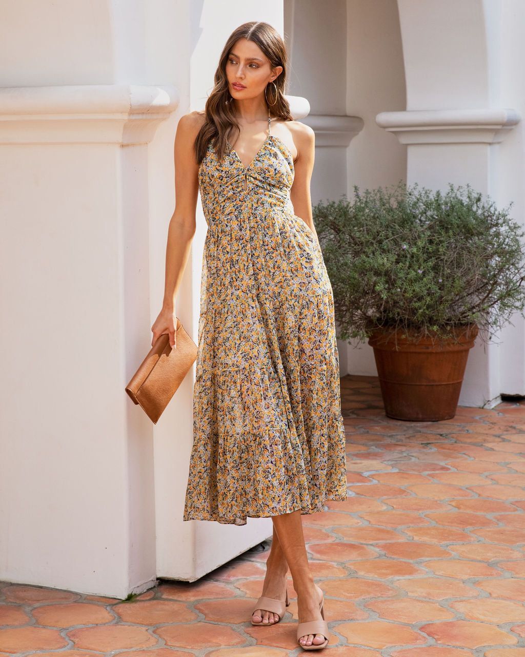 Elina Floral Halter Midi Dress - FINAL SALE sold by Vici product image thumbnail 3