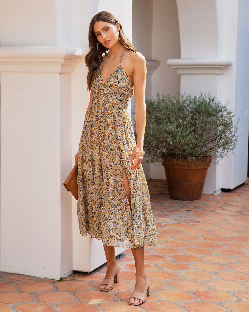 Elina Floral Halter Midi Dress - FINAL SALE sold by Vici product image thumbnail 7