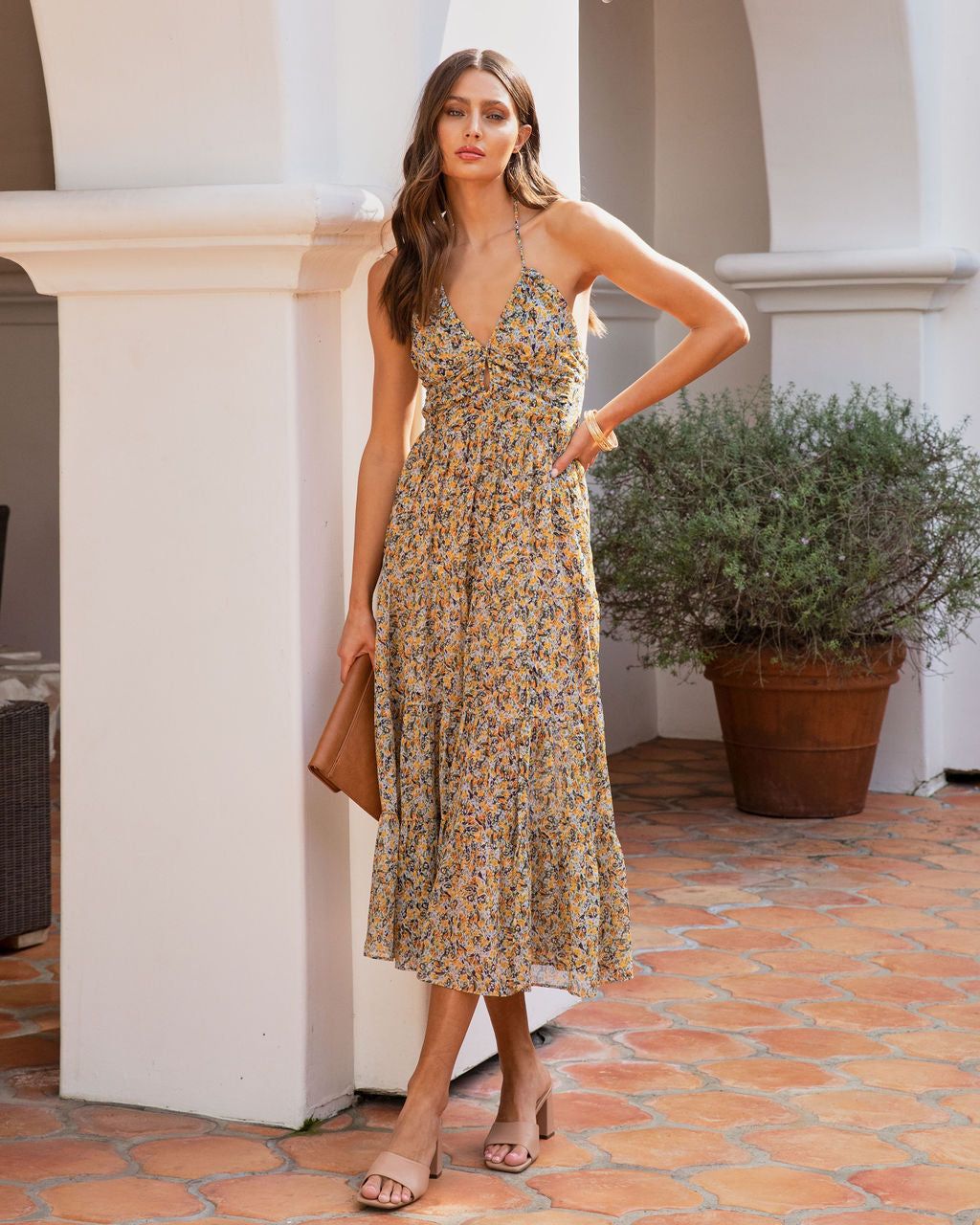 Elina Floral Halter Midi Dress - FINAL SALE sold by Vici