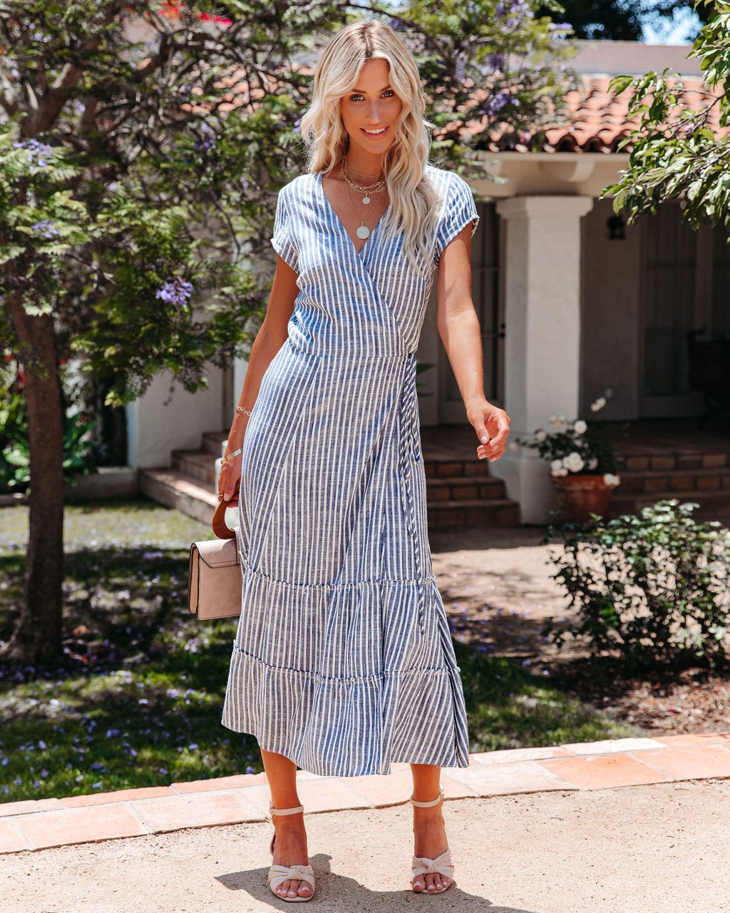 Addy Linen Blend Wrap Midi Dress - FINAL SALE sold by Vici