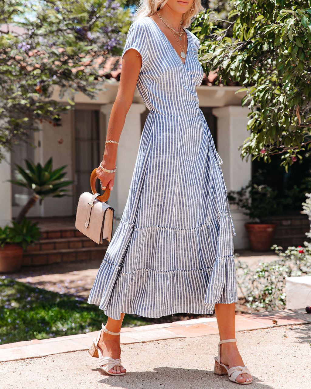 Addy Linen Blend Wrap Midi Dress - FINAL SALE sold by Vici product image thumbnail 3