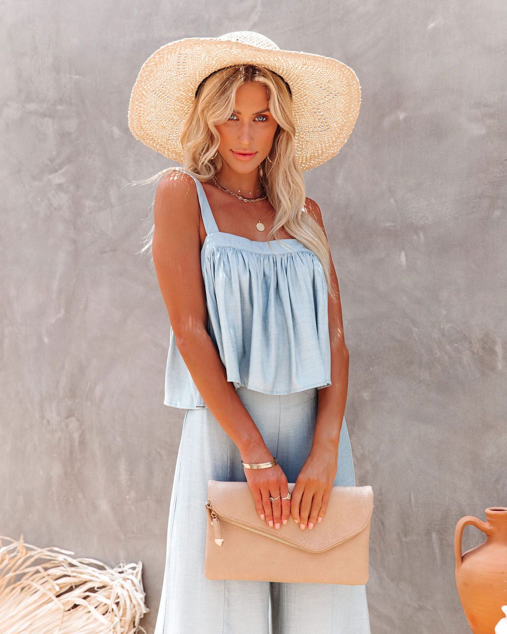 Jacinta Crop Babydoll Tank - Waterlily - FINAL SALE sold by Vici