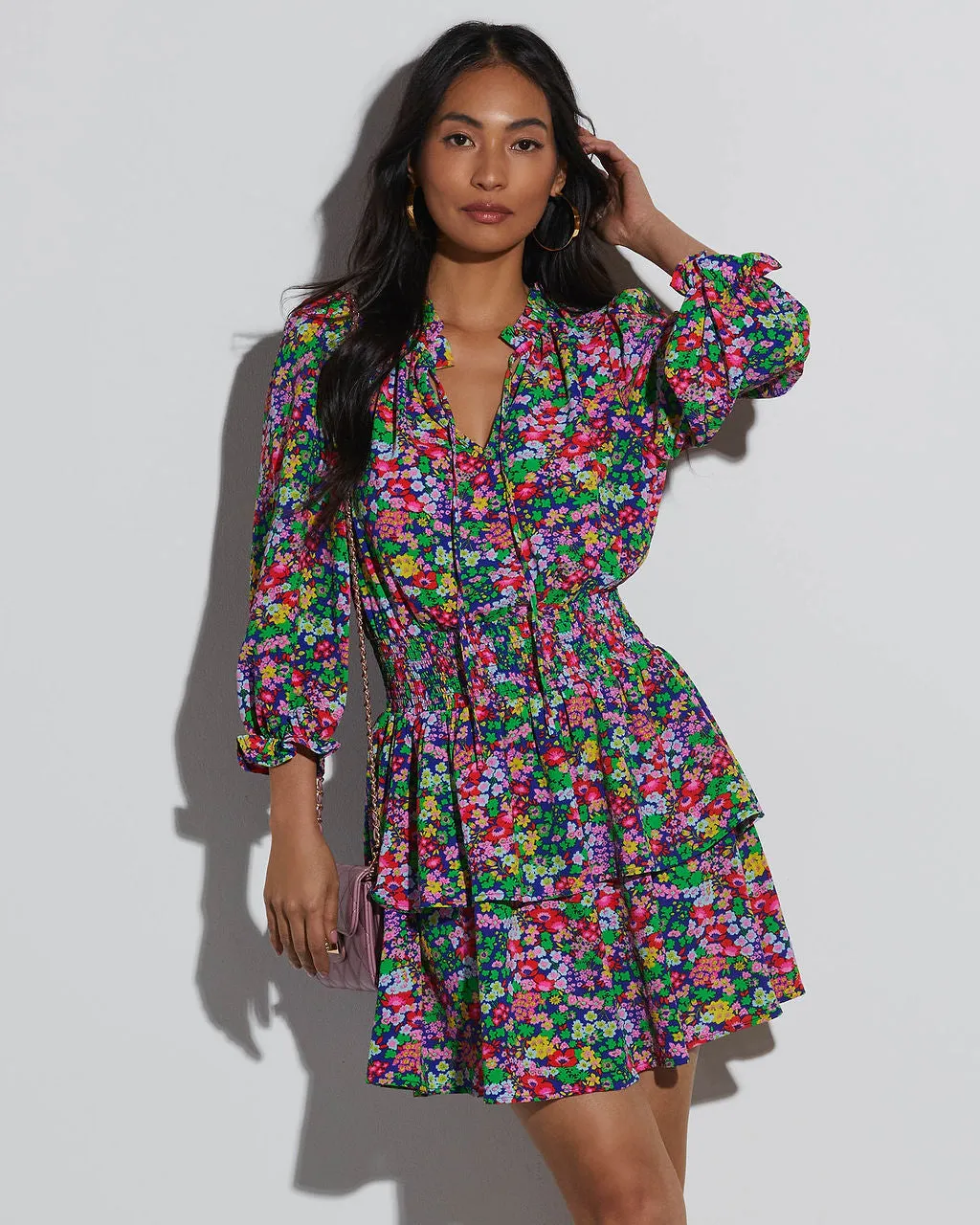 Fatima Floral Tiered Mini Dress sold by Vici product image thumbnail 2