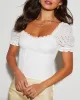 Hazel Eyelet Short Sleeve Top sold by Vici