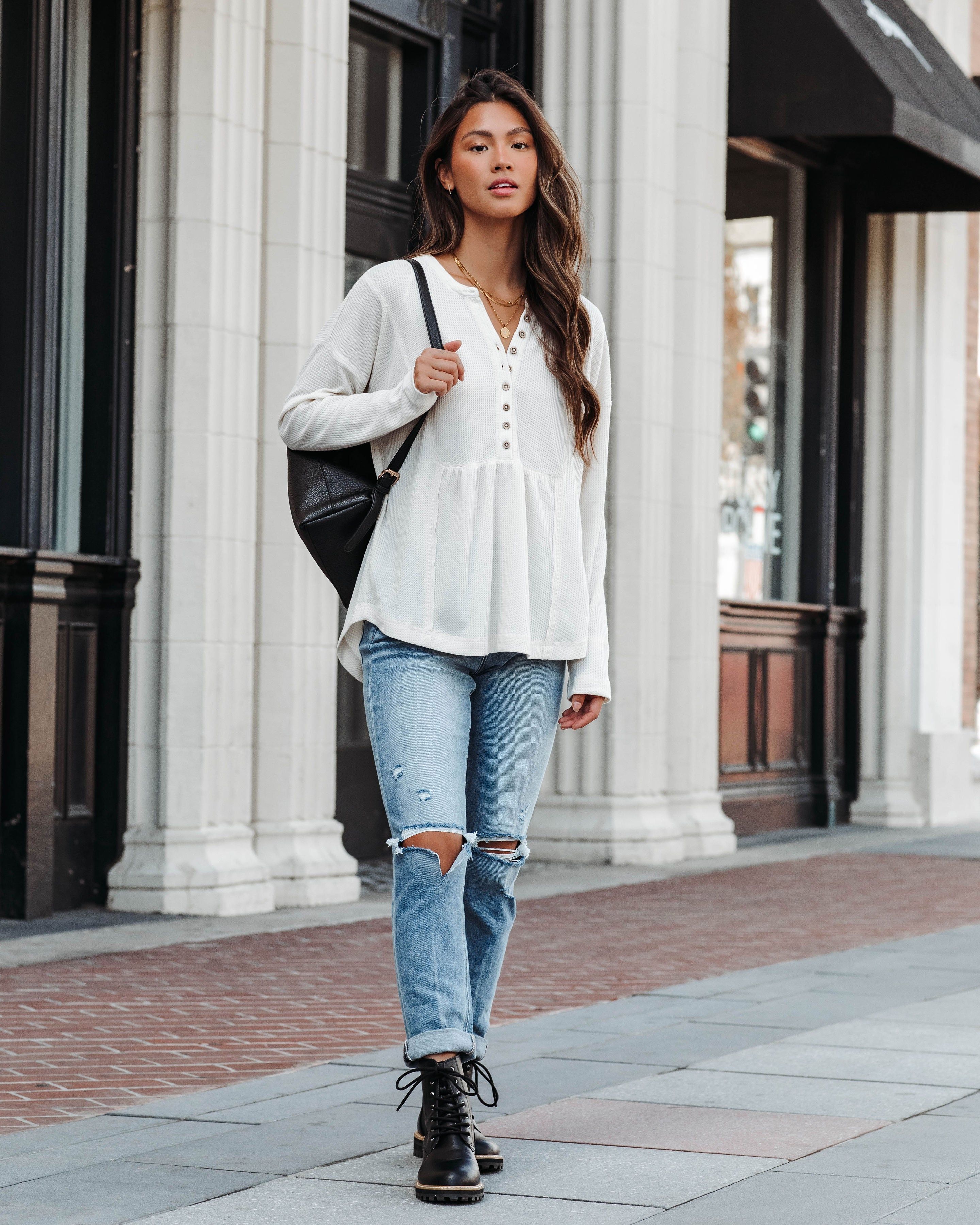 Elisa Waffle Knit Henley Top sold by Vici product image thumbnail 2