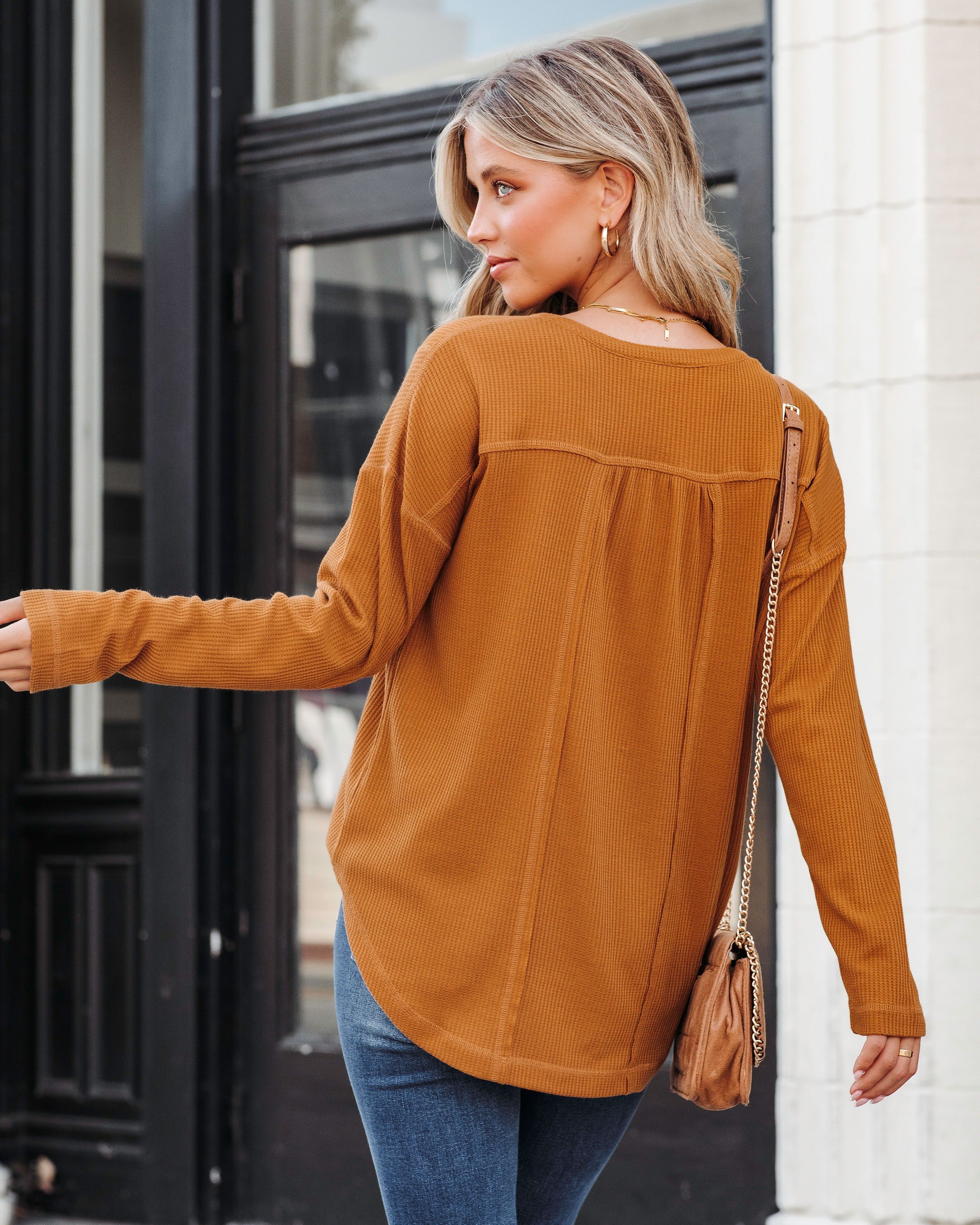 Elisa Waffle Knit Henley Top sold by Vici product image thumbnail 5