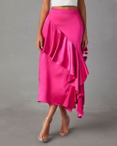 Amorina Ruffle Midi Skirt - Fuchsia - FINAL SALE sold by Vici