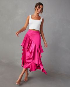 Amorina Ruffle Midi Skirt - Fuchsia - FINAL SALE sold by Vici