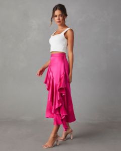 Amorina Ruffle Midi Skirt - Fuchsia - FINAL SALE sold by Vici