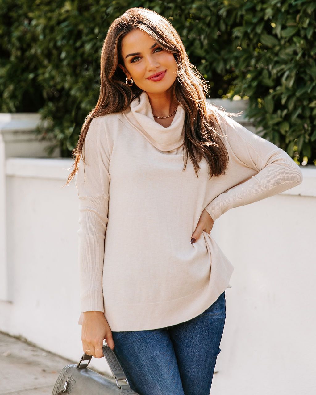 The More The Merrier Cowl Neck Knit Sweater - Oatmeal - FINAL SALE sold by Vici product image thumbnail 7