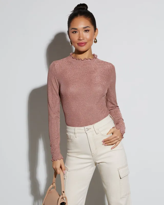 Vicki Mock Neck Long Sleeve Tee sold by Vici
