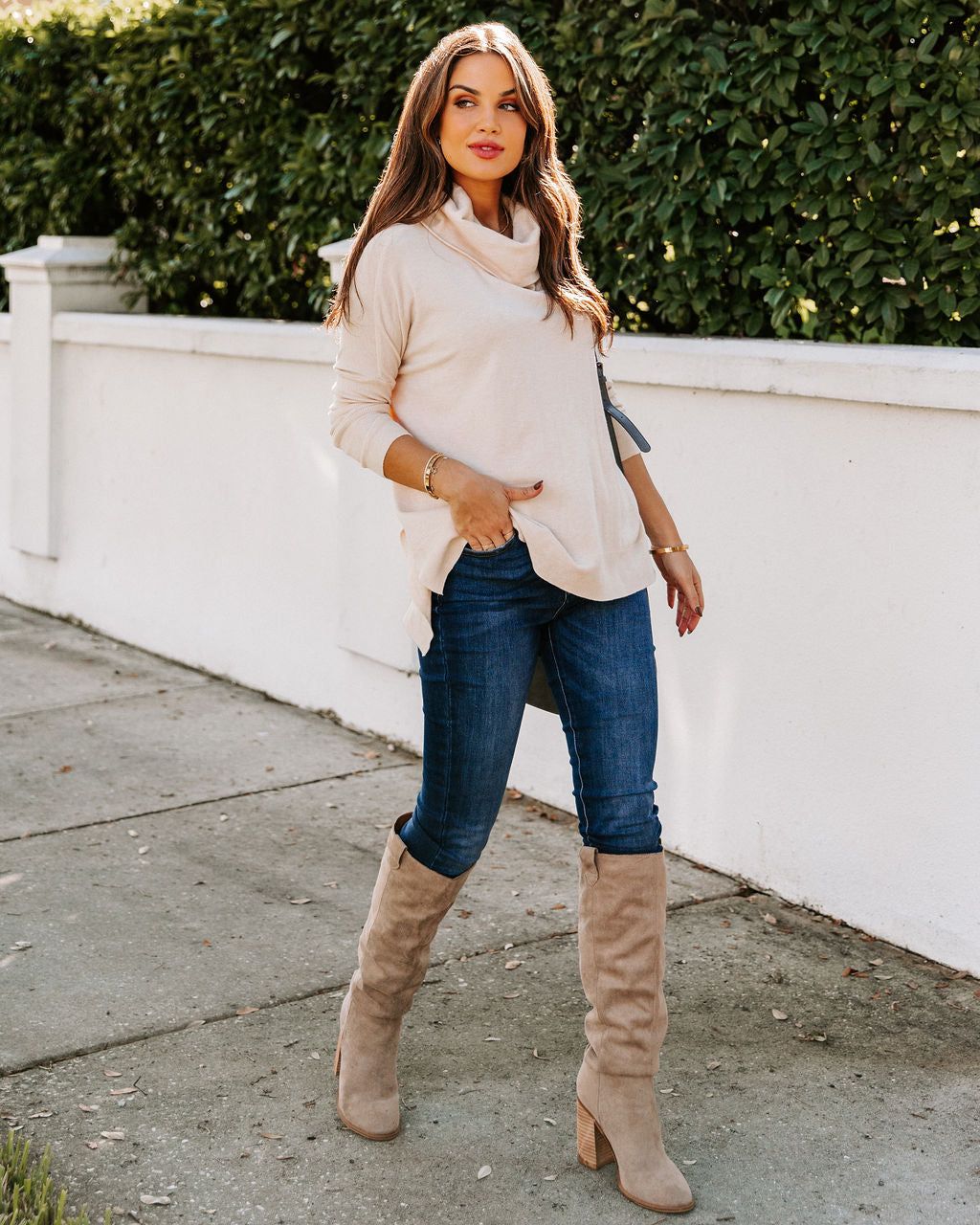 The More The Merrier Cowl Neck Knit Sweater - Oatmeal - FINAL SALE sold by Vici product image thumbnail 9