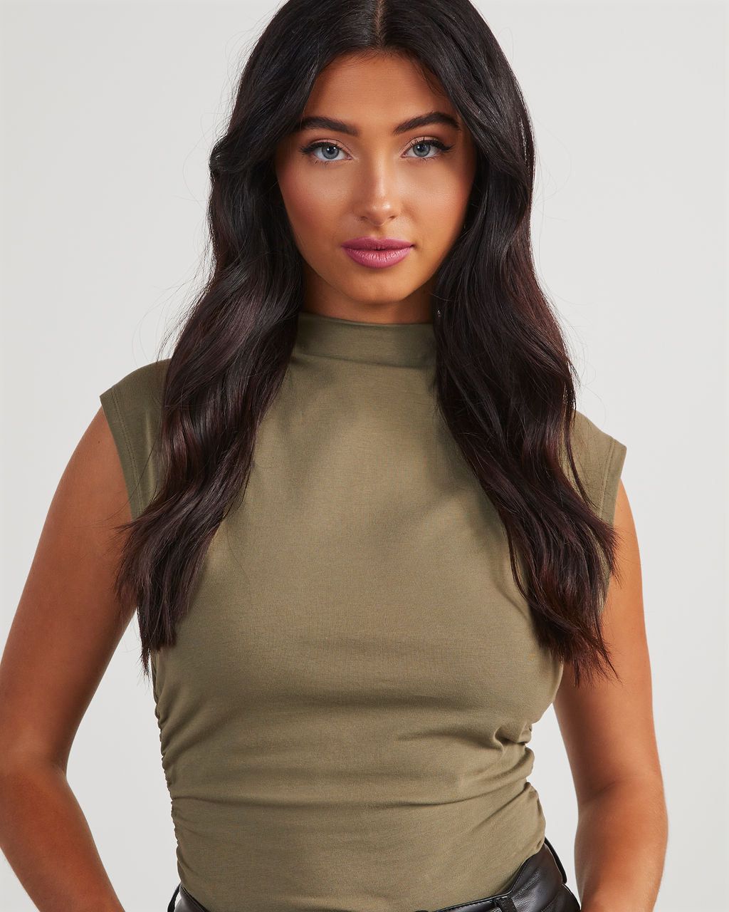 Torrance Sleeveless Mock Neck Top - Olive sold by Vici product image thumbnail 5