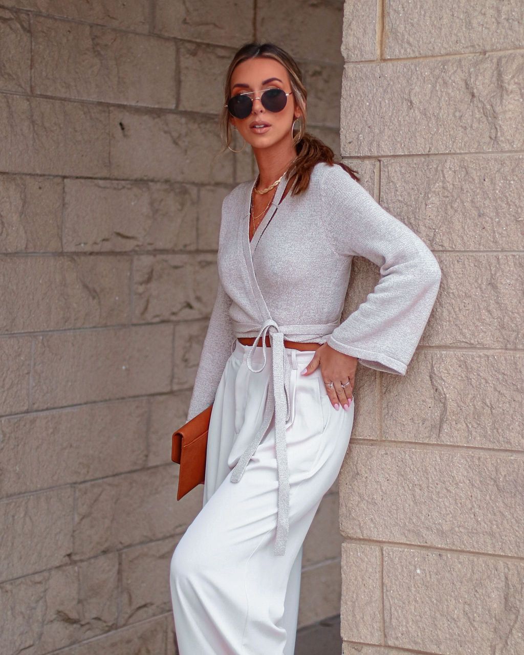 Seychelles Knit Wrap Top - Oatmeal - FINAL SALE sold by Vici product image thumbnail 2