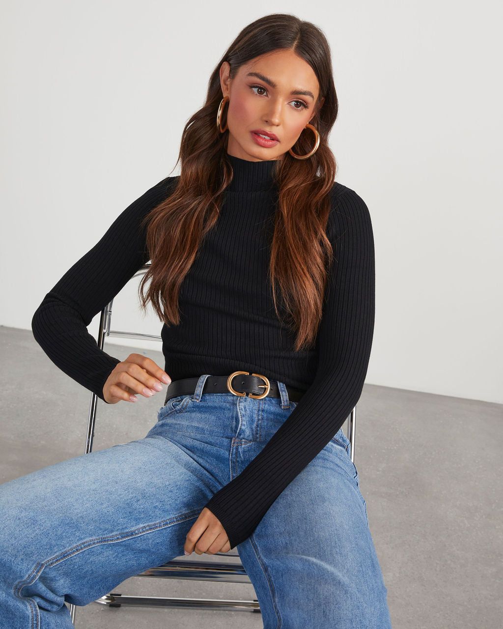 Grainge Mock Neck Knit Top - Black sold by Vici