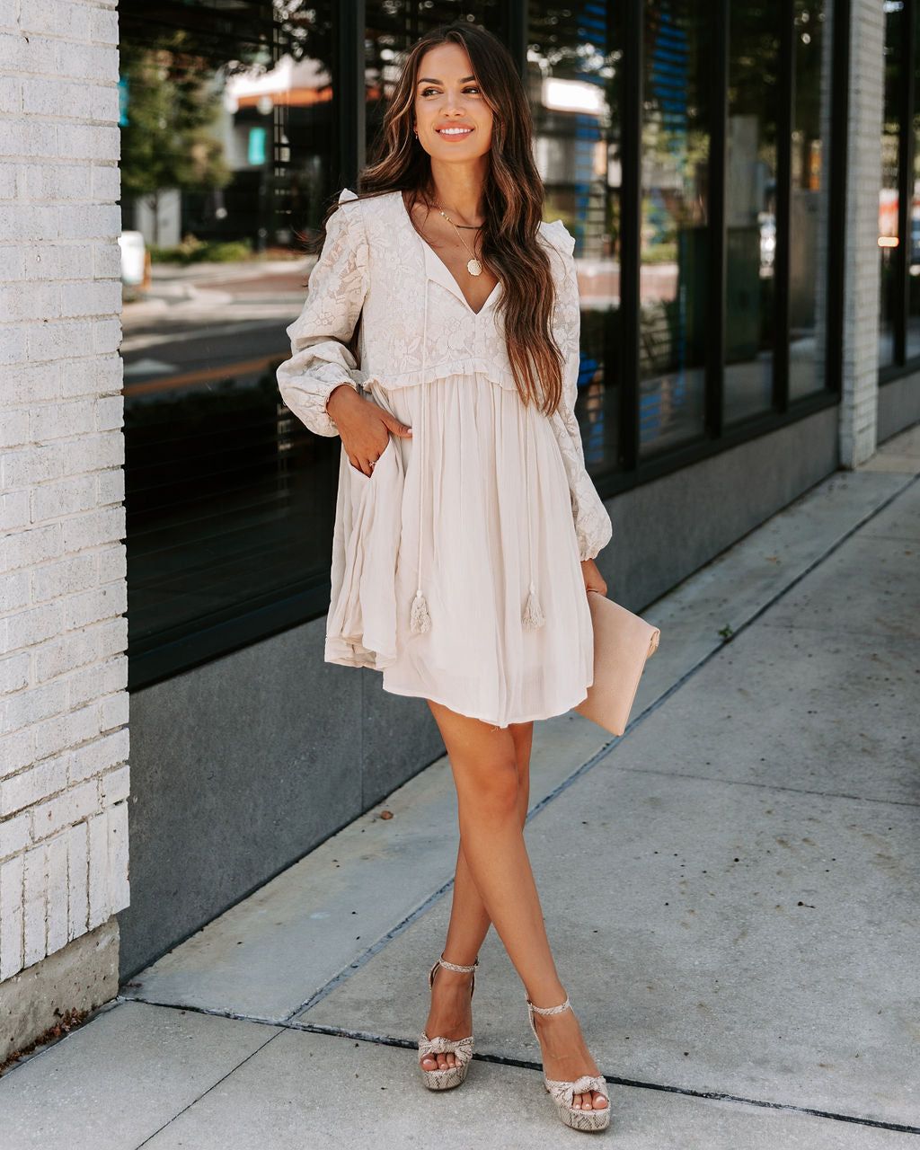 Capulet Crochet Lace Pocketed Babydoll Dress sold by Vici product image thumbnail 3