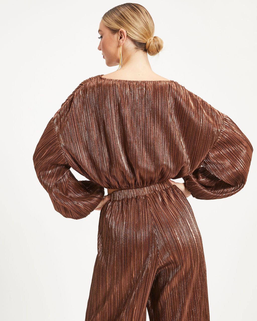 Kiyara Billowed Shimmer Plisse Top sold by Vici product image thumbnail 4