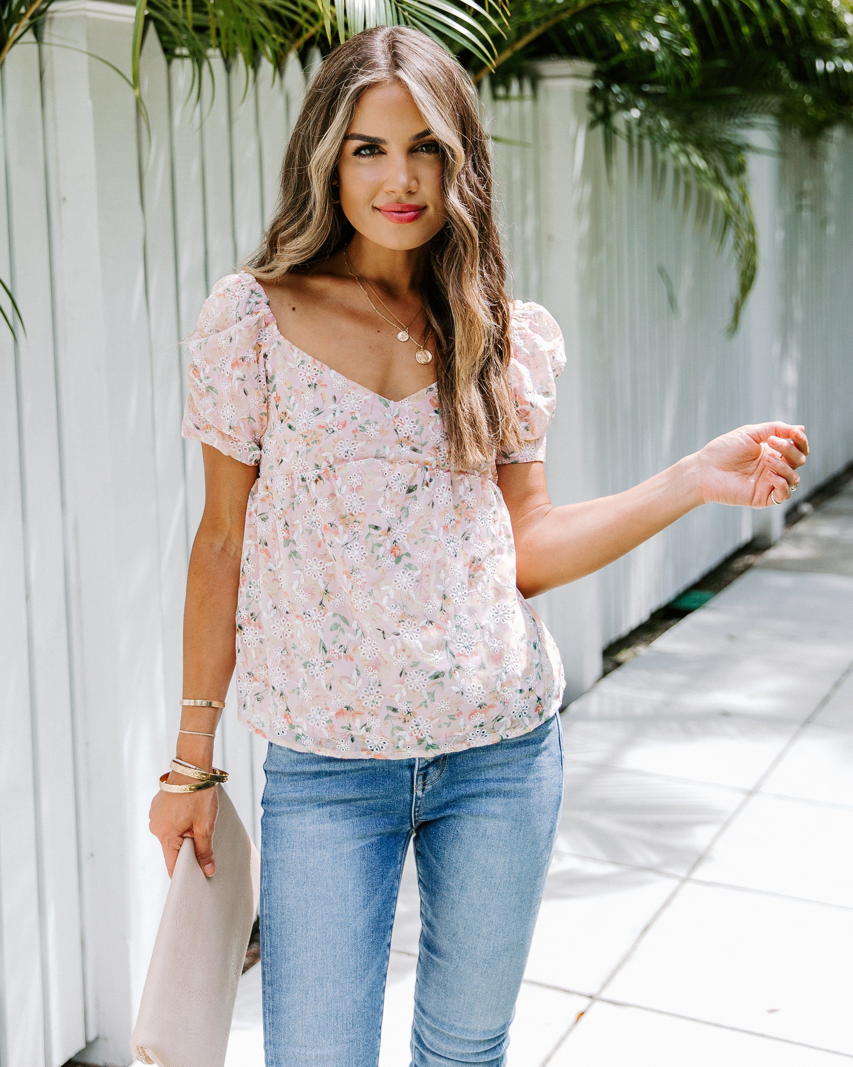 We Found Love Embroidered Eyelet Babydoll Top - FINAL SALE sold by Vici product image thumbnail 6