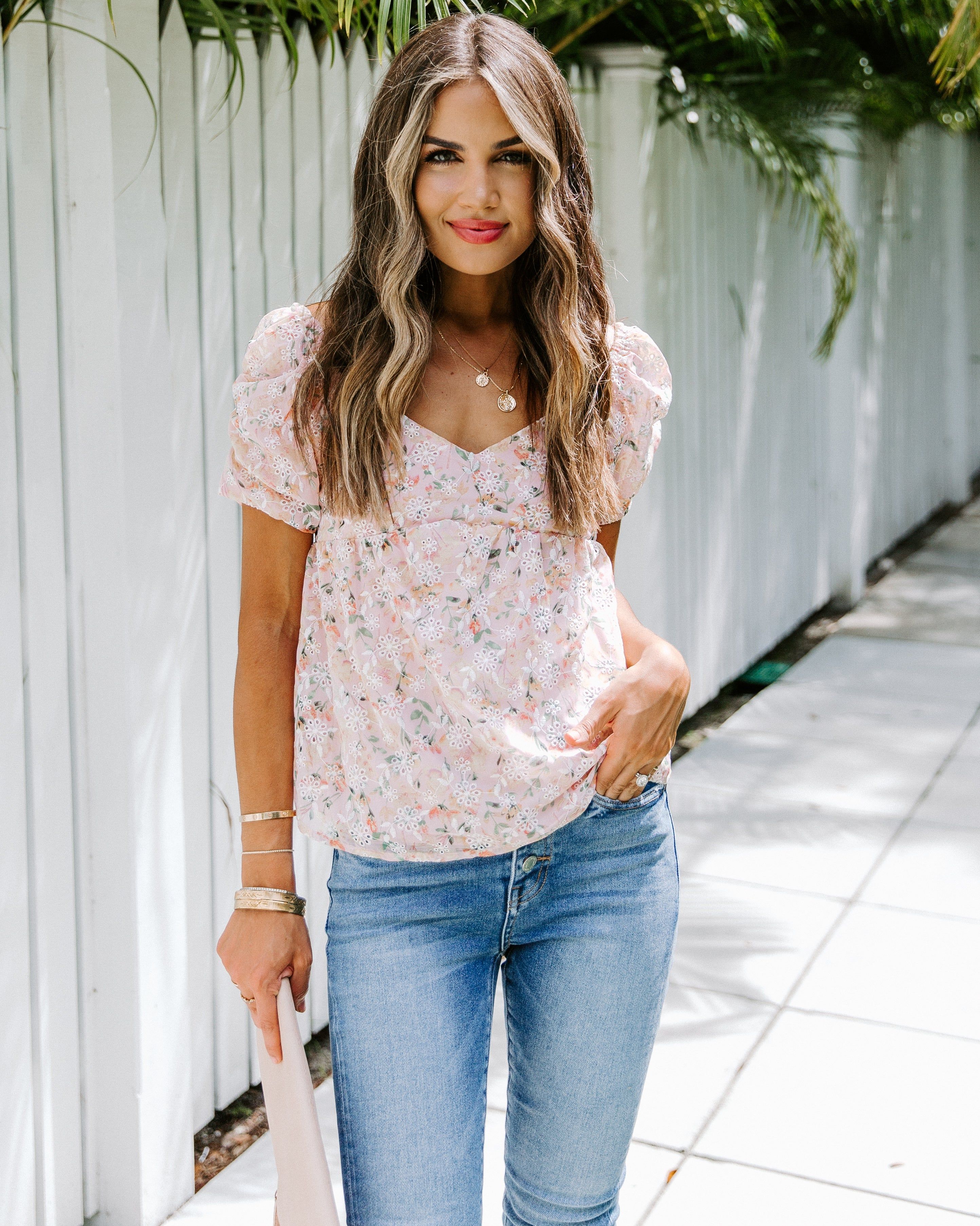 We Found Love Embroidered Eyelet Babydoll Top - FINAL SALE sold by Vici