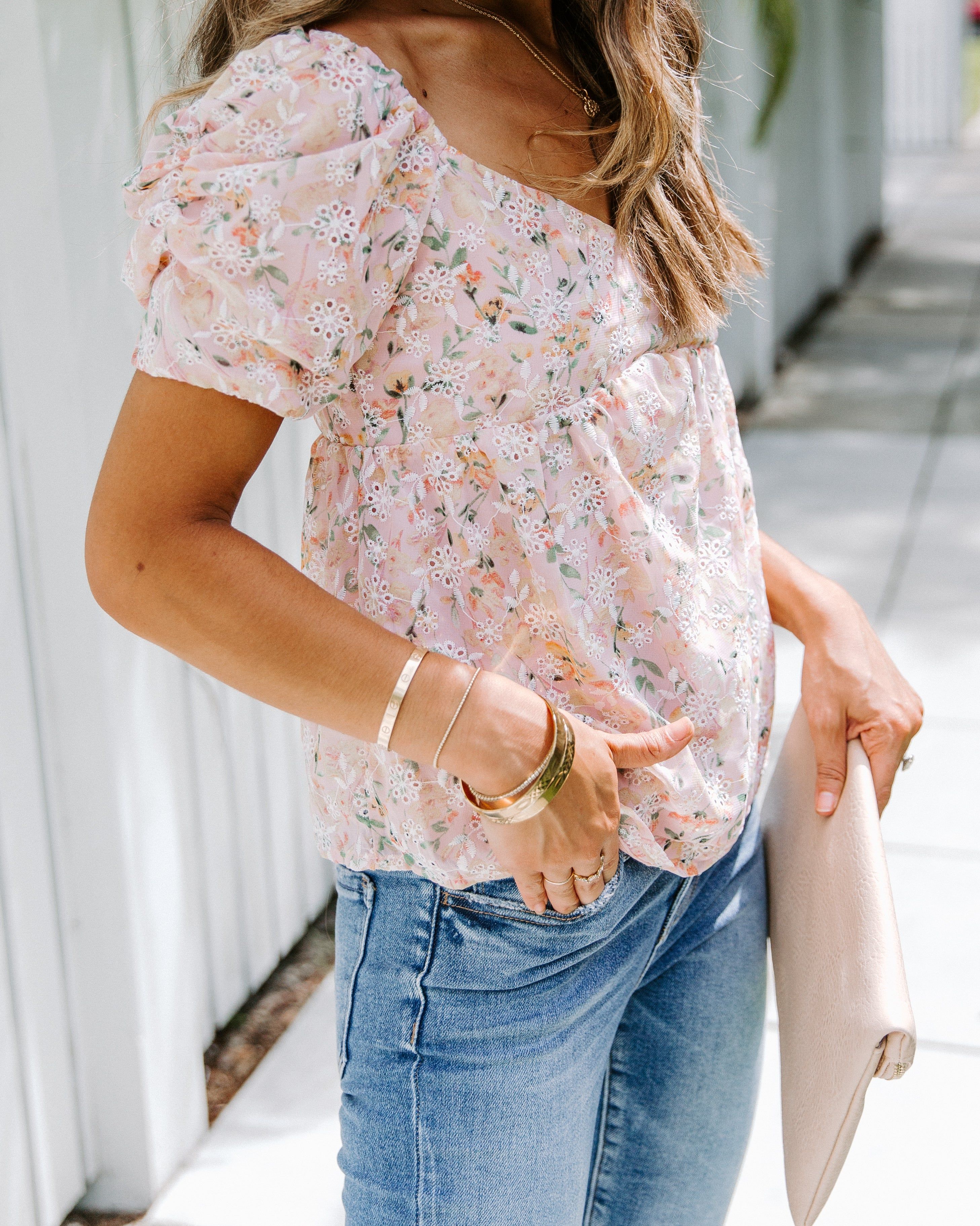 We Found Love Embroidered Eyelet Babydoll Top - FINAL SALE sold by Vici product image thumbnail 3