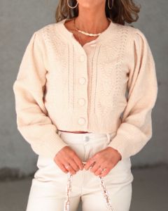 Lulu Pointelle Knit Cropped Cardigan sold by Vici