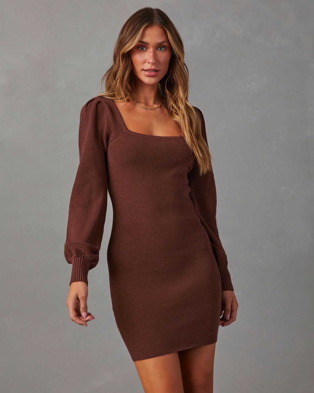Feels Like Fall Mini Sweater Dress - Brown sold by Vici product image thumbnail 5