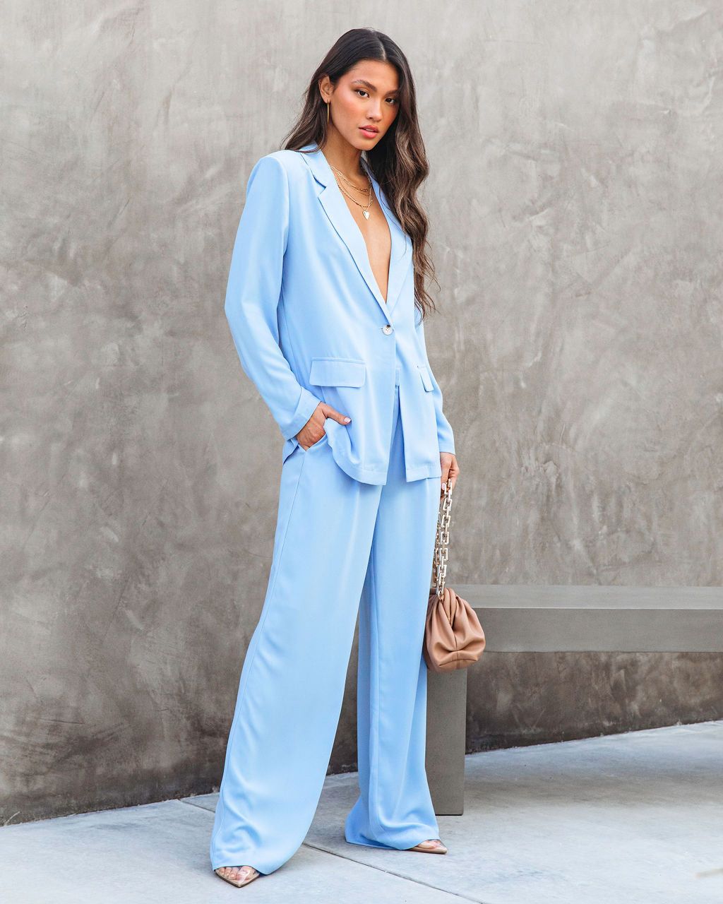Unedited Pocketed Wide Leg Pant - Light Blue - FINAL SALE sold by Vici product image thumbnail 7