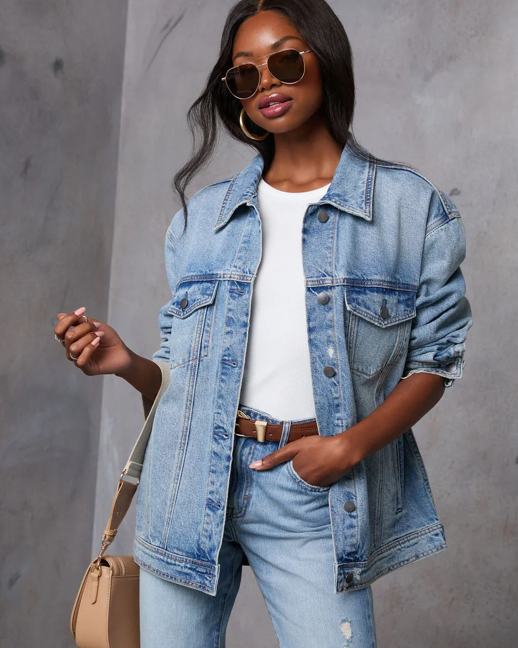 Influencer Oversized Denim Jacket sold by Vici product image thumbnail 5