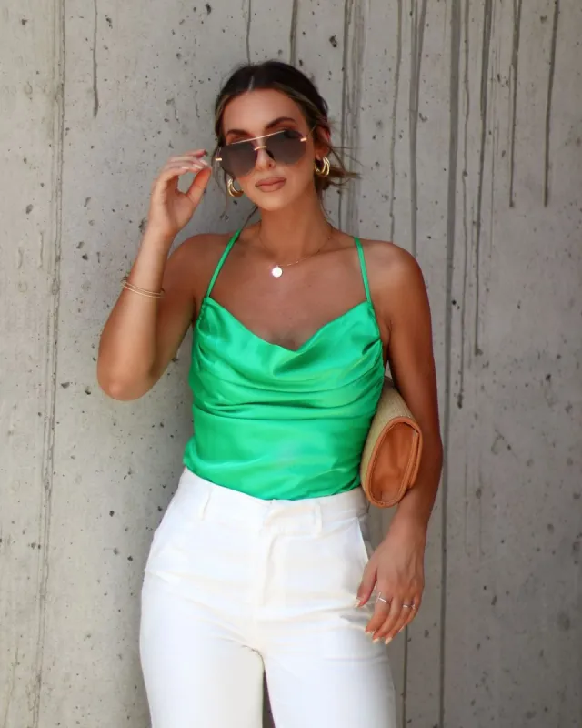 Mallina Satin Cowl Neck Top sold by Vici