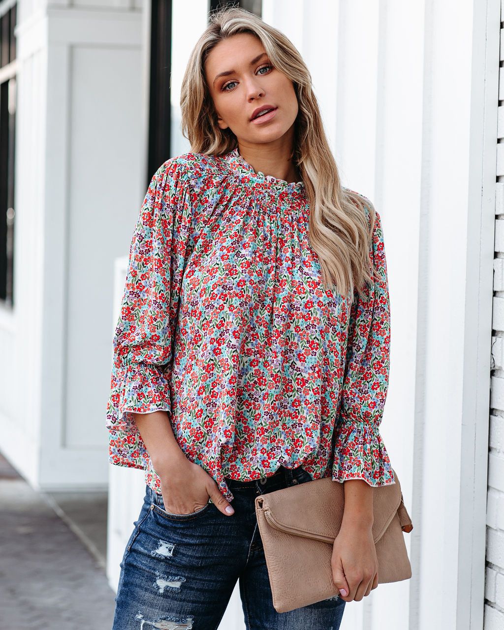 Passionfruit Smocked Floral Top - FINAL SALE sold by Vici product image thumbnail 9