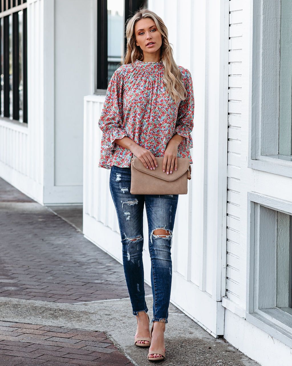 Passionfruit Smocked Floral Top - FINAL SALE sold by Vici product image thumbnail 2