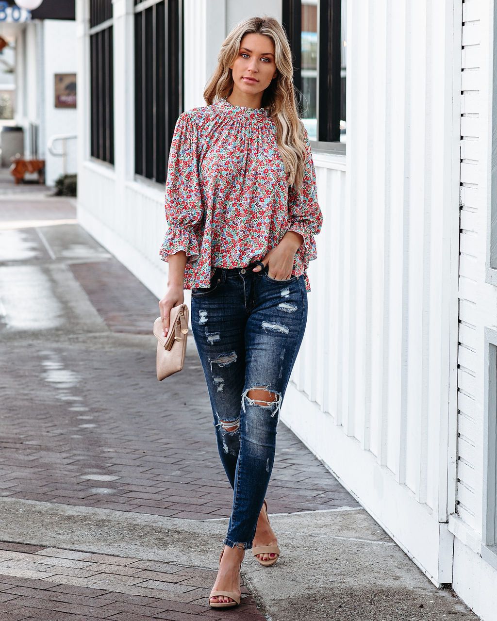 Passionfruit Smocked Floral Top - FINAL SALE sold by Vici product image thumbnail 8