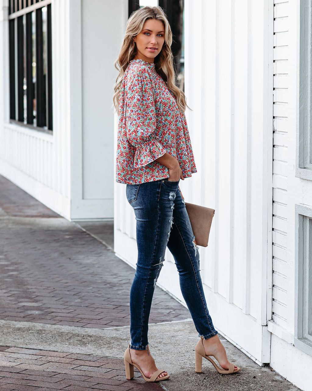 Passionfruit Smocked Floral Top - FINAL SALE sold by Vici product image thumbnail 6