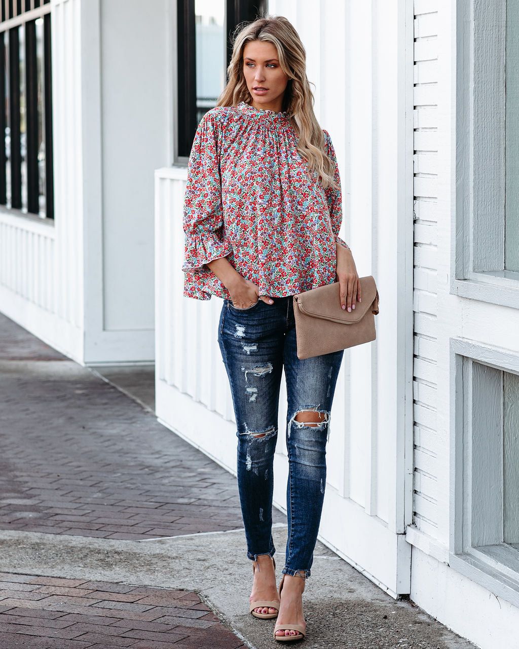 Passionfruit Smocked Floral Top - FINAL SALE sold by Vici product image thumbnail 3