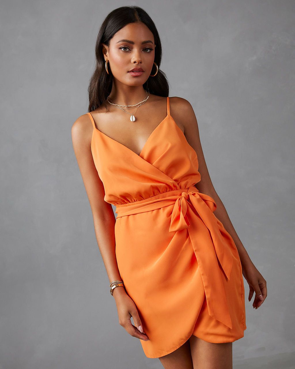 Maxine Strappy Drape Mini Dress - Orange - SALE sold by Vici product image thumbnail 6