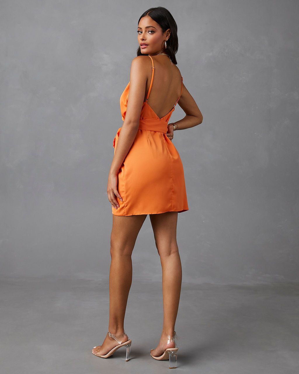 Maxine Strappy Drape Mini Dress - Orange - SALE sold by Vici product image thumbnail 2